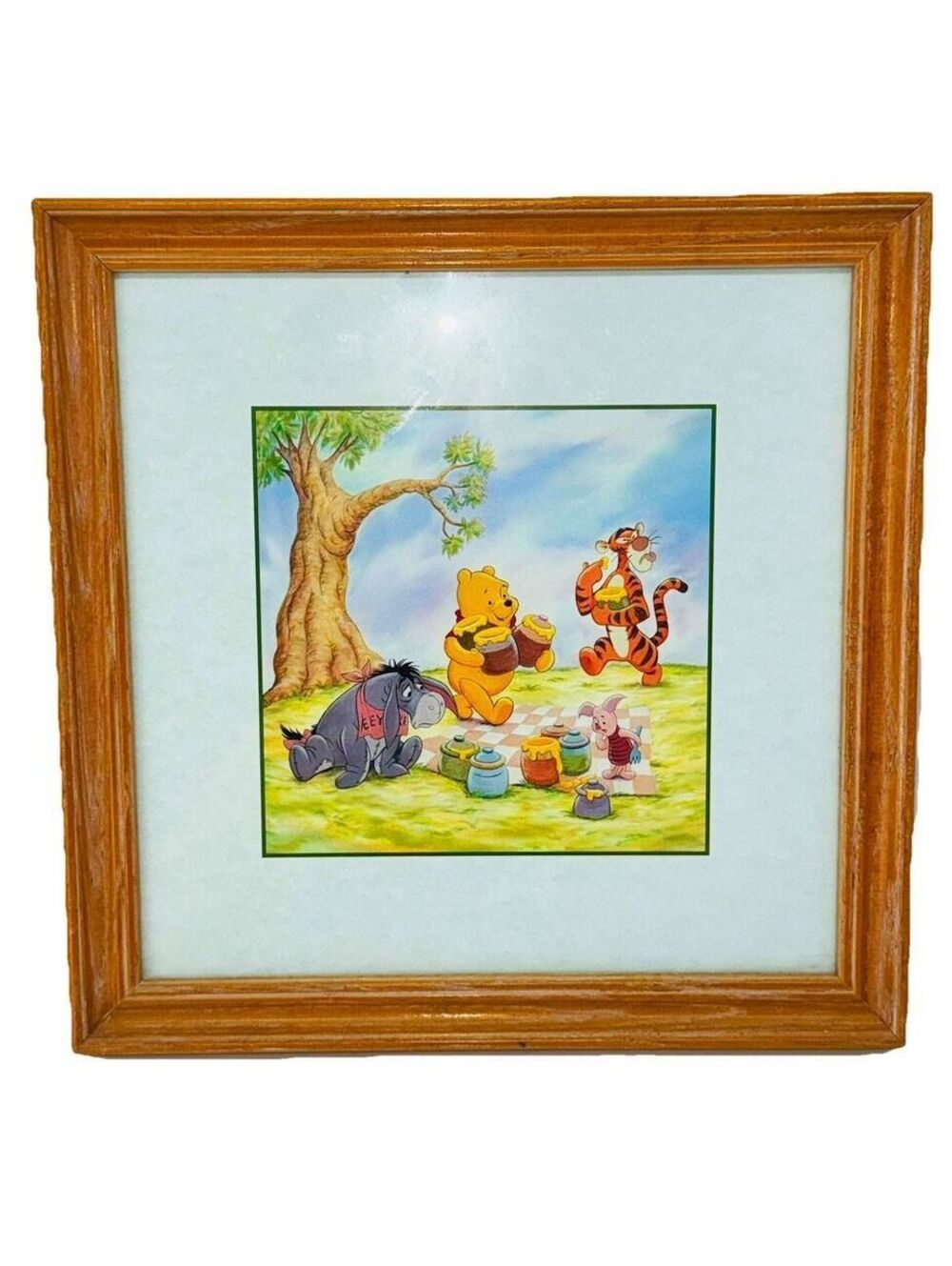 Winnie The Pooh Summer Picnic Framed Print Eeyore Piglet Tigger VINTAGE DISNEY